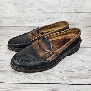 E.T. Wright Men's Brown Black Leather Penny Loafers Made in USA Size 11.5